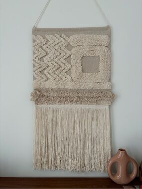 Lorena Canals Cream Textured Wall Hanging Tapestry